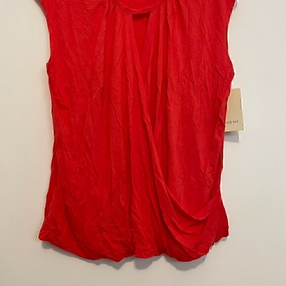 NEW NWT SEJOUR Plus Size Twisted Front Top Coral Red / Pink Short Cap Sleeve 2X - Picture 4 of 11